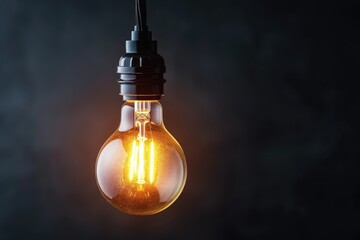 Glowing light bulb, isolated on a dark background