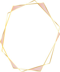 Gold geometric frame illustration on transparent background.