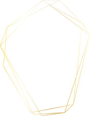Gold geometric frame illustration on transparent background.