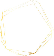 Gold geometric frame illustration on transparent background.