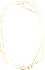 Gold geometric frame illustration on transparent background.