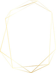 Gold geometric frame illustration on transparent background.