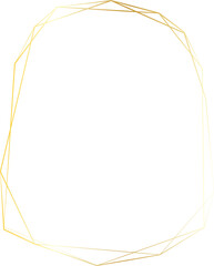 Gold geometric frame illustration on transparent background.