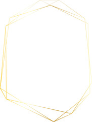 Gold geometric frame illustration on transparent background.