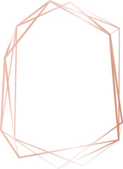 Rose gold geometric frame illustration on transparent background.