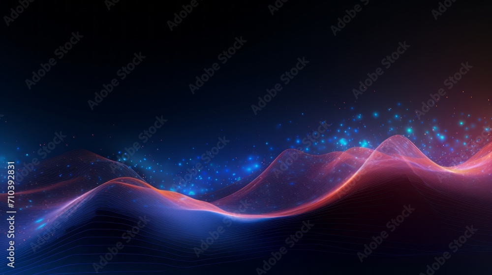 Aufkleber vibrant abstract wave digital background with big data network connection technology - futuristic sc