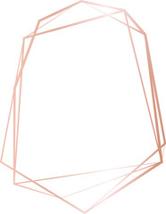 Rose gold geometric frame illustration on transparent background.