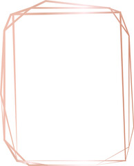 Rose gold geometric frame illustration on transparent background.
