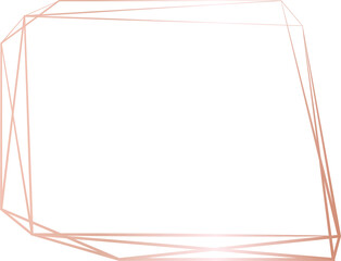 Rose gold geometric frame illustration on transparent background.