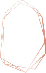 Rose gold geometric frame illustration on transparent background.