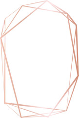 Rose gold geometric frame illustration on transparent background.