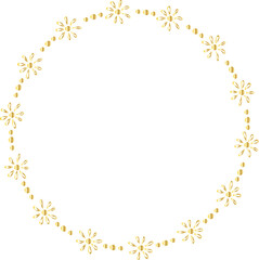 Leaf round frame gold illustration on transparent background.
