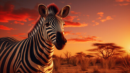 Fototapeta na wymiar zebra at sunright background