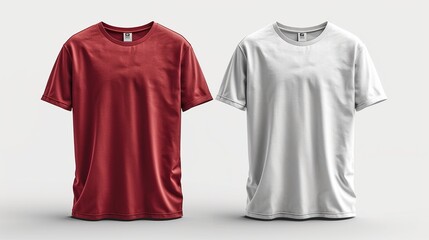 Colorful isolated T-shirts with a mockup featuring both front and back views. The preview is enhanced using generative AI for a dynamic presentation.
