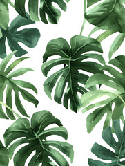 Water color painted monstera plant, Generative AI 