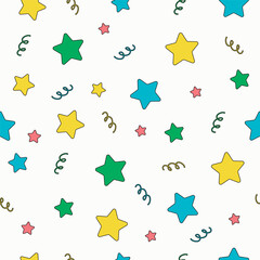 Modern Geometric Star Pattern. Doodle star seamless pattern on a white background. Vector.