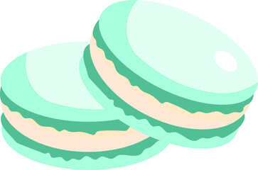 Colorful blue macaroons or macarons sweet confection flat vector icon for food apps and websites