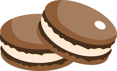hand drawn illustration of a chocolate macaron