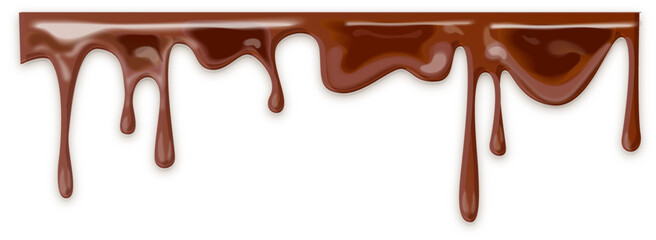 melted chocolate dripping on transparent background - obrazy, fototapety, plakaty