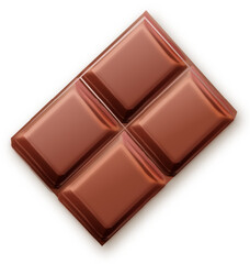 realistic chocolate bar isolated on transparent background