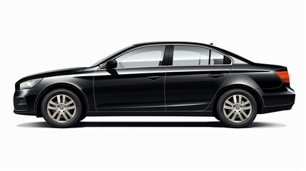 Fototapeta na wymiar Generic black sedan car isolated on white background