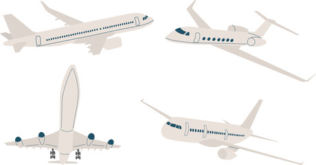 airplanes flying in flat style vector