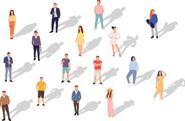 standing people set in flat style vector