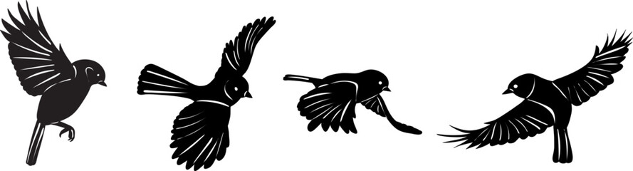 birds flying silhouettes on white background vector