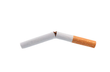Broken cigarette on half transparent background