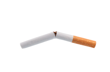 Broken cigarette on half transparent background