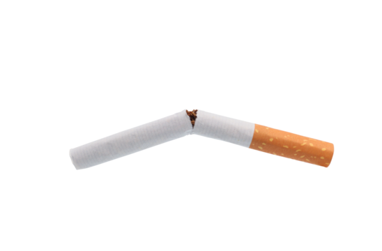 Broken cigarette on half transparent background