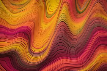 Abstract, vibrant, wave-like pattern with pink and yellow colors. Generative AI