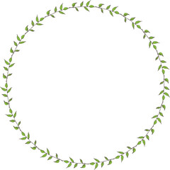 Leaf round frame for decoration illustration on transparent background.
