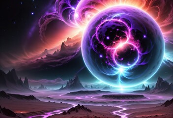 An abstract landscape composed of fractals creates a visual perception of a futuristic space, where geometric shapes intertwine into aesthetically complex compositions.Generative AI.