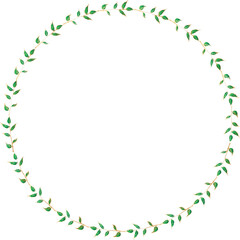 Leaf round frame for decoration illustration on transparent background.

