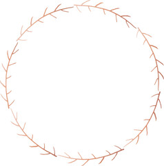 Leaf round frame pink gold illustration on transparent background.
