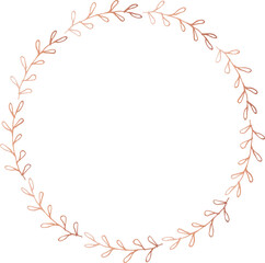 Leaf round frame pink gold illustration on transparent background.
