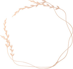 Obraz premium Leaf round frame pink gold illustration on transparent background. 