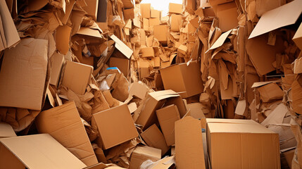 Environmental Consciousness: Heap of Discarded Cardboard for Paper Recycling