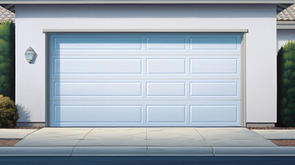 Homely Charm: White Garage Door and Driveway Creating a Classic American Facade
