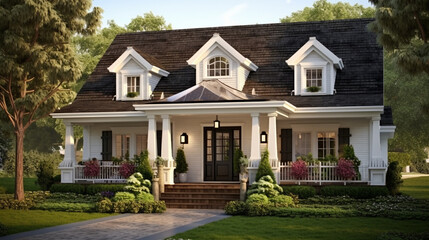 Fototapeta na wymiar Classic Comfort: Traditional American Home Designs Blending Style and Functionality