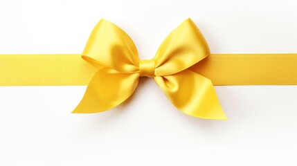 Yellow ribbon with bow isolated on white background