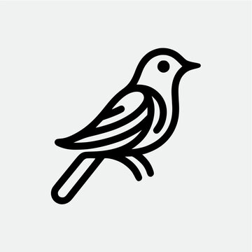 recommend clip art: bird line icon logo vector design, modern logo pictogram design of sparrow or finch bird