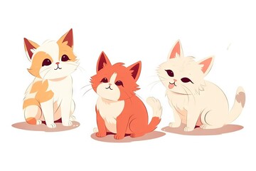 Illustration of a cute little cats on white background
