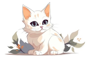 Illustration of a cute little cat on white background