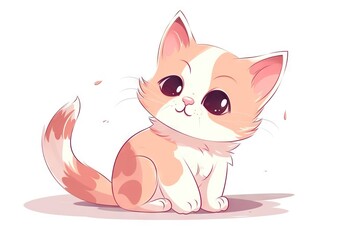 Illustration of a cute little cat on white background