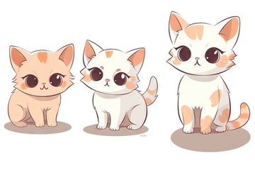 Illustration of a cute little cats on white background