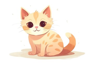 Illustration of a cute little cat on white background
