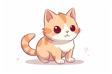 Obraz premium Illustration of a cute little cat on white background