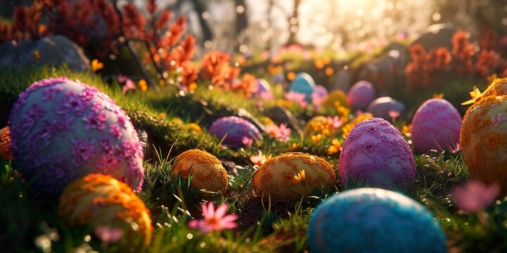 Easter Eggs colorful spring background